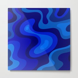 Blue Abstract Art Colorful Blue Shades Design Metal Print