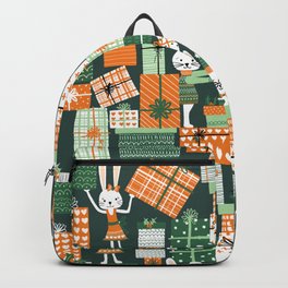 Santas Helpers Cute Christmas Bunny Pattern Backpack