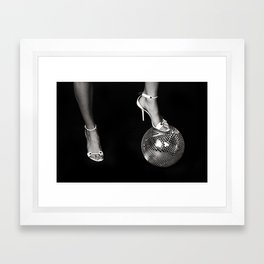 Disco Lies Framed Art Print | White, People, Legs, Female, Feminine, Woman, Disco, Sensual, Feet, Dj 