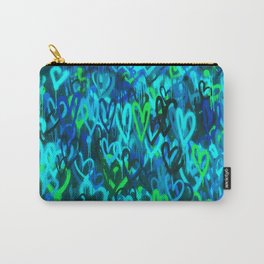 Blue Walls of Hearts Love Multicoloured Hearts Love Pattern Graffiti Carry-All Pouch