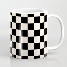 Checkerboard Mini Check Pattern in Black and Almond Cream Coffee Mug