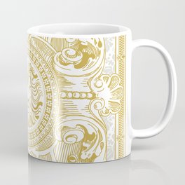 Medallion Lion Vintage Renaisance White Gold Coffee Mug