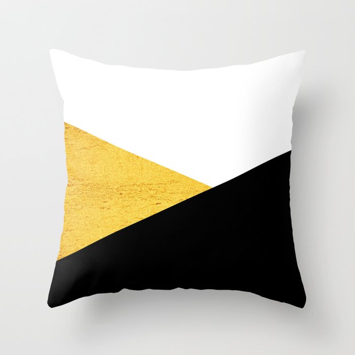 Black white gold colorblock Throw Pillow by ARTbyJWP | Society6 