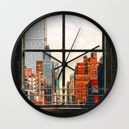 New York City Window #3 | Colorful Cityscape Wall Clock