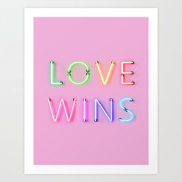 LOVE WINS - Rainbow Neon Art Print