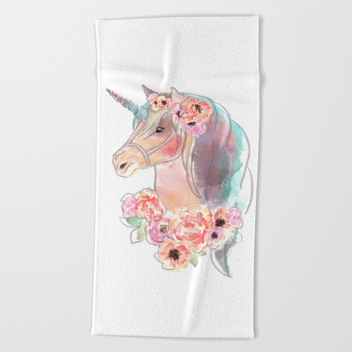 Unicorn print, giclée print, art print, unicorn wall art Beach Towel by aureacarmin | Society6
