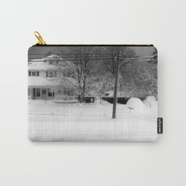 large colonial house during snowstorm Carry-All Pouch