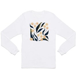 Green Floral Long Sleeve T Shirt | Boho, Nature, Foliage, Blossom, Texture, Painting, Flowers, Winter, Garden, Floral 
