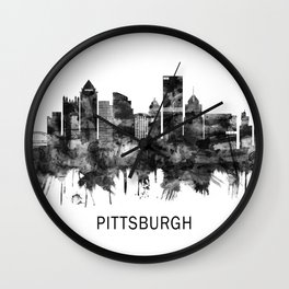 Pittsburgh Pennsylvania Skyline BW Wall Clock
