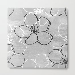 Abstract ornament of blooming apple tree.Seamless pattern. .Image on a white and color background. Metal Print
