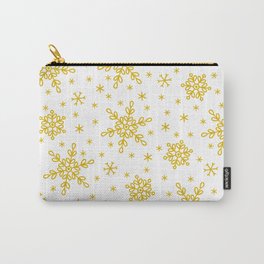 Christmas Holiday Gold Snowflakes Pattern Carry-All Pouch