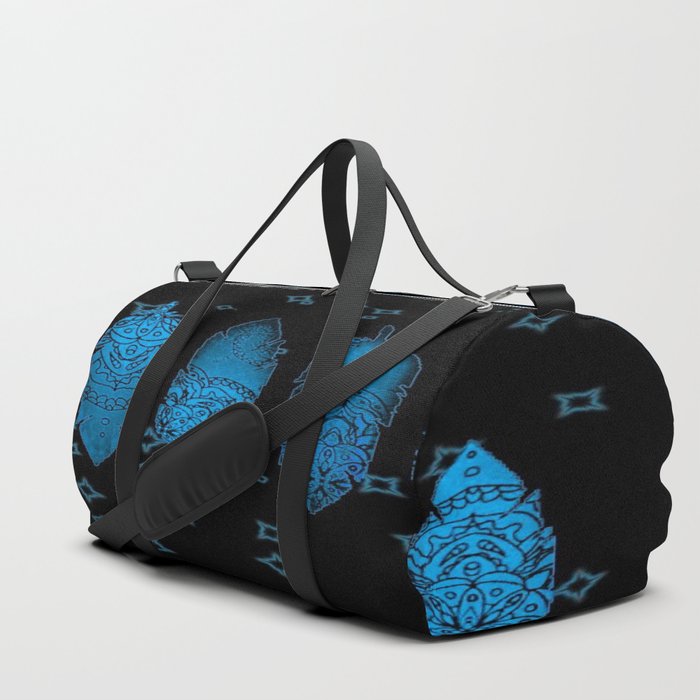 Fluorescent Baby Blue Feathers Duffle Bag by sermani | Society6