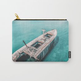 Shipwreck Print, Ship On The Ocean, Ocean Art, Ocean Print, Abstract Ocean, Aerial Photography, Photography Print, Art Home Decor Print Carry-All Pouch
