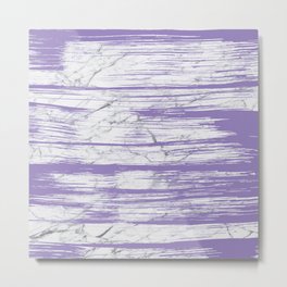 Modern abstract violet watercolor brushstrokes marble pattern Metal Print