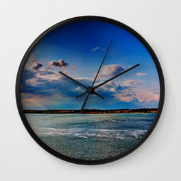 Leaving Harwich, peaceful seascape with dramatic god-rays Wall Clock