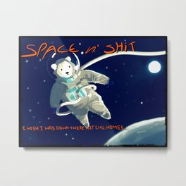Space polar bear card Metal Print