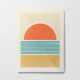 Sun Beach Stripes - Mid Century Modern Abstract Metal Print