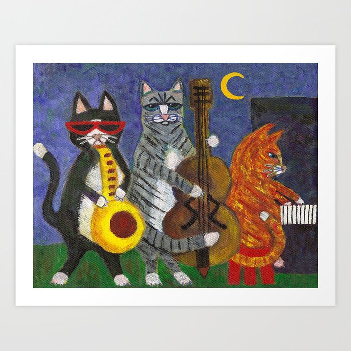 Jazz Cats Art Print by The Blue Cat | Society6