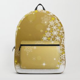 Gold Snowflakes Sparkling Christmas Tree Backpack