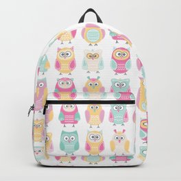 Pastel Owls in a Row - Owls Pattern - for owl Backpack