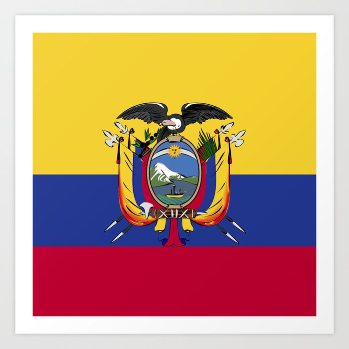 Ecuador flag emblem Art Print by textures | Society6