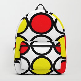 Abstract circle pattern grid with red and yellow colours Backpack