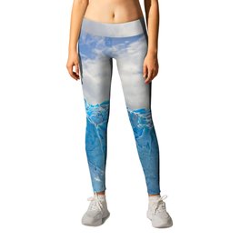 Argentina Photography - Blue Glacier Falling Into Water Leggings