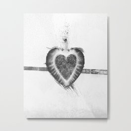 Black and White Stawberry Metal Print