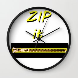 Zip it Black Yellow jGibney The MUSEUM Gifts Wall Clock