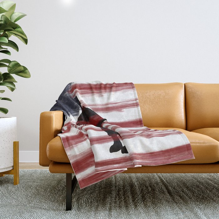 Soldier and Flag - Patriotic Throw Blanket