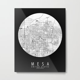Mesa City Map of Arizona, USA - Full Moon Metal Print