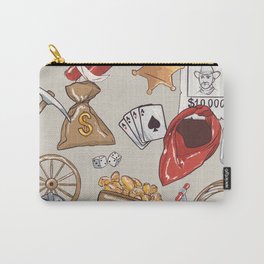 Wild West Seamless Pattern on Grayish Cream Carry-All Pouch