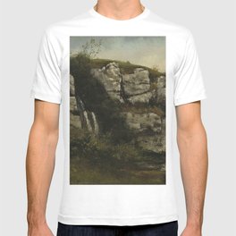 Gustave Courbet - Landscape with Rocky Cliffs and a Waterfall T-shirt