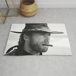Clint Eastwood Smoking a Cigar Retro Vintage Art Rug