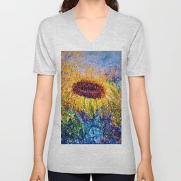  Sunflower Painting - In The Swirls Of Sunshine  V Neck T Shirt