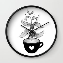 Coffee cup with Coffee plant Wall Clock