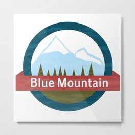 Blue Mountain Metal Print | Illustration, Vintage, Graphic Design, Nature 