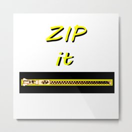 Zip it Black Yellow jGibney The MUSEUM Gifts Metal Print
