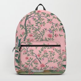 Chinoiserie Pink Fresco Floral Garden Birds Oriental Botanical Backpack