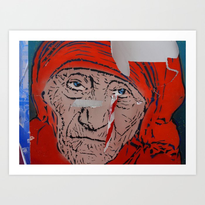 Mother Teresa crying a warning Art Print