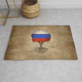Vintage Tree of Life with Flag of Russia Rug