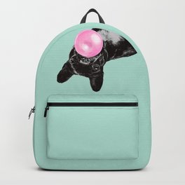 Bubble Gum Sneaky French Bulldog in Green Backpack