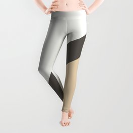 Brown Tan White Diagonal Stripe Pattern 2021 Color of the Year Urbane Bronze and Accent Shades Leggings