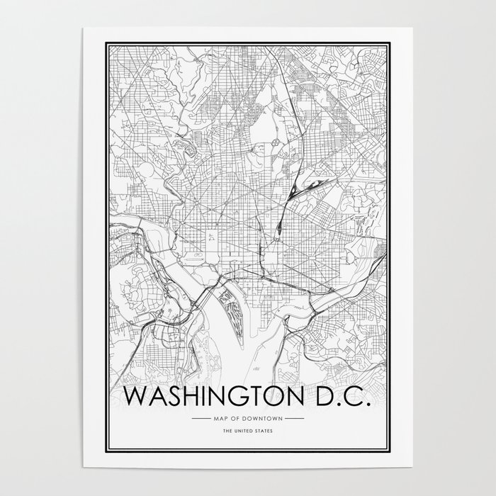 Printable Digital Download Printable Wall Art Street Map Art Washington DC Washington Map Art