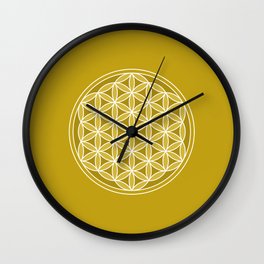 Flower of Life – Golds & White Wall Clock
