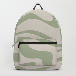 Liquid Swirl Abstract Pattern in Almond and Sage Green Backpack