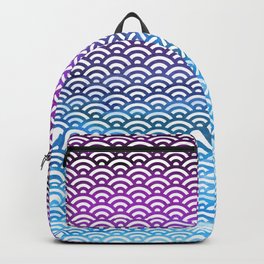 Black/Fuchsia/Purple/Turquoise Watercolor Seigaiha Backpack