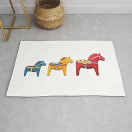 Dala horses Rug | Horse, Painting, Swedishhorses, Watercolor, Yellow, Amarillo, Gouache, Dalahorse, Dalahastar, Red 