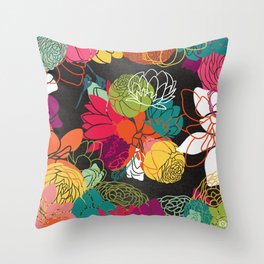 Bright Floral Night Throw Pillow