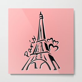 Pink Eiffle Tower Metal Print